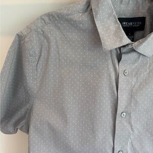 AWearNess Keneth Cole Men's Gray Short Sleeve Button Up Shirt